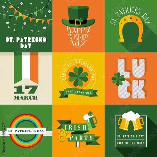Happy St Patricks day label illustration