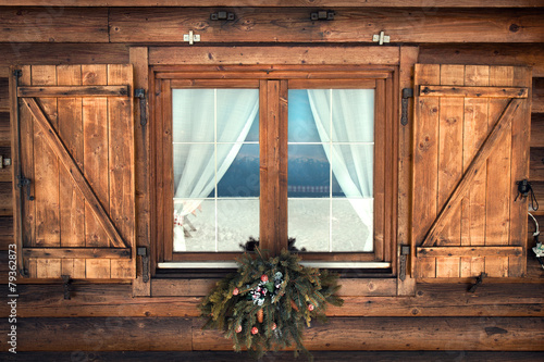 Tipical Rustic Window chalet mountain