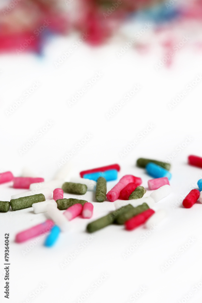 Macro view of colorful candy sprinkles Macro view of colorful candy sprinkles