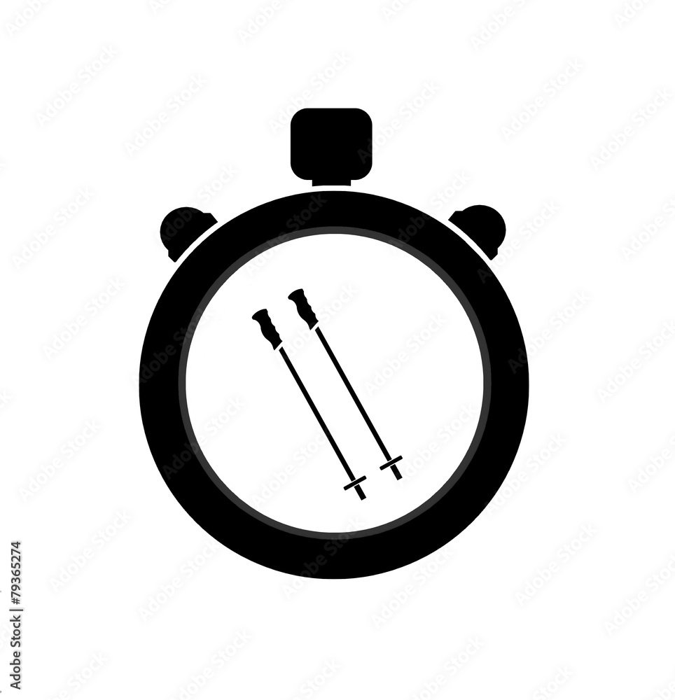 Bâtons de ski dans un chronomètre Bâtons de ski dans un chronomètre