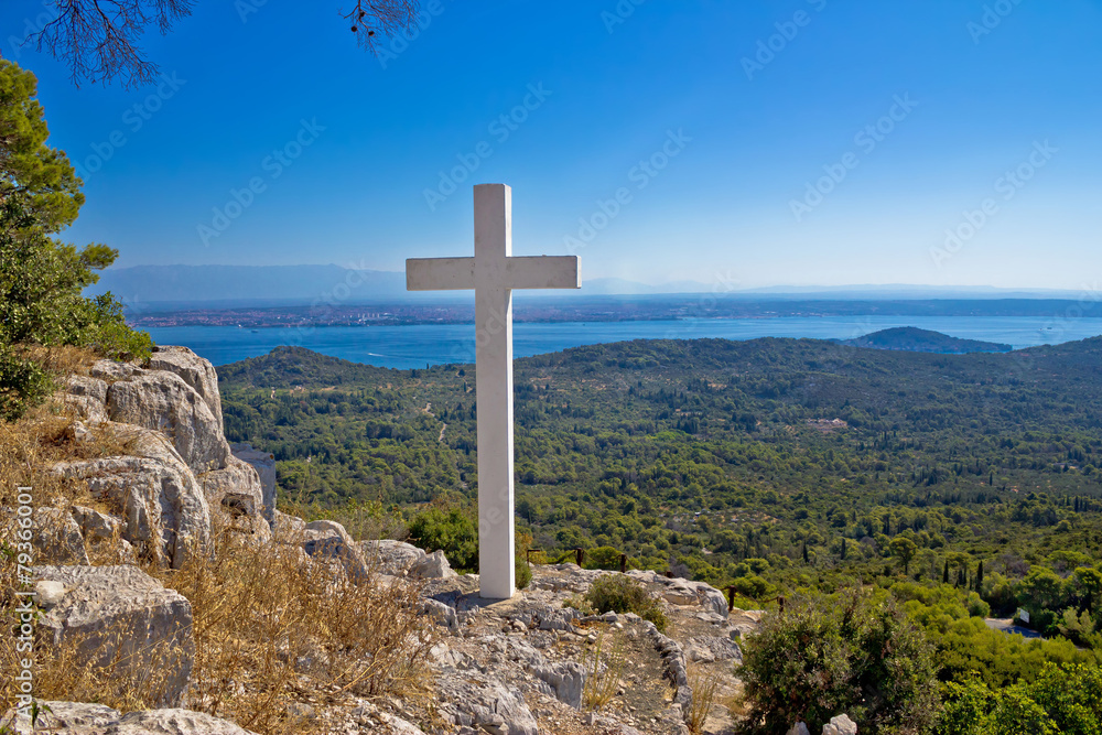 Cross overlooking islands of Croatia
