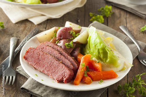 Fotografie, Tablou Homemade Corned Beef and Cabbage