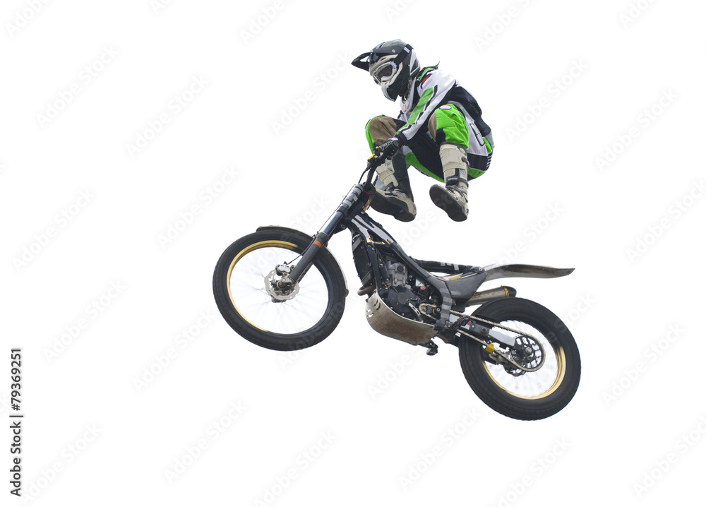 Freestyle stunt rider isolated on white. Freestyle stunt rider isolated on white.
