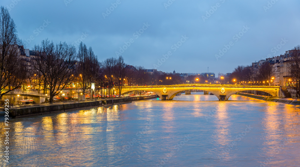 View of the bridge Louis-Philippe over the Seine in Paris