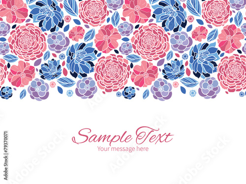 Vector mosaic flowers horizontal border greeting card invitation