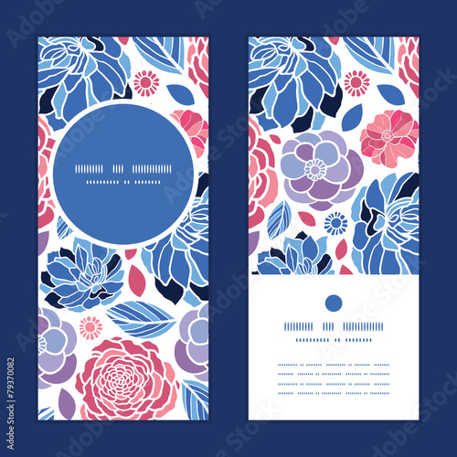 Fototapeta Naklejka Na Ścianę i Meble -  Vector mosaic flowers vertical round frame pattern invitation