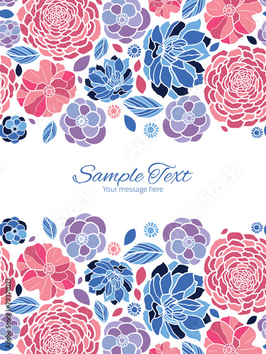 Vector mosaic flowers vertical double borders frame invitation