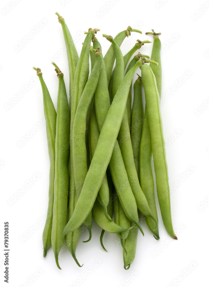 Green beans handful isolated on white background cutout Green beans handful isolated on white background cutout