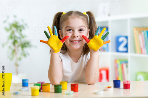 cute kid girl  with hands p...