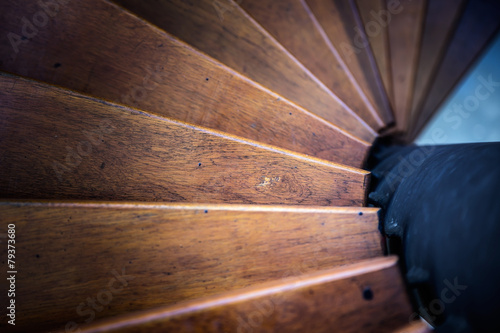 Spiral stair from house interior