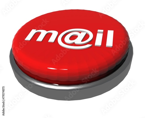 red 3d push button mail email