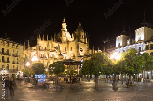 Midnight view of  Segovia Cathedral © JackF