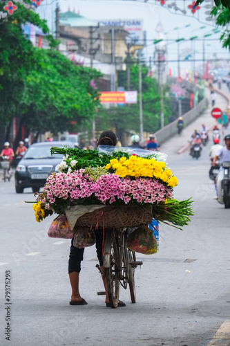 Life of vietnamese florist vendor in Ha Noi, VIETNAM