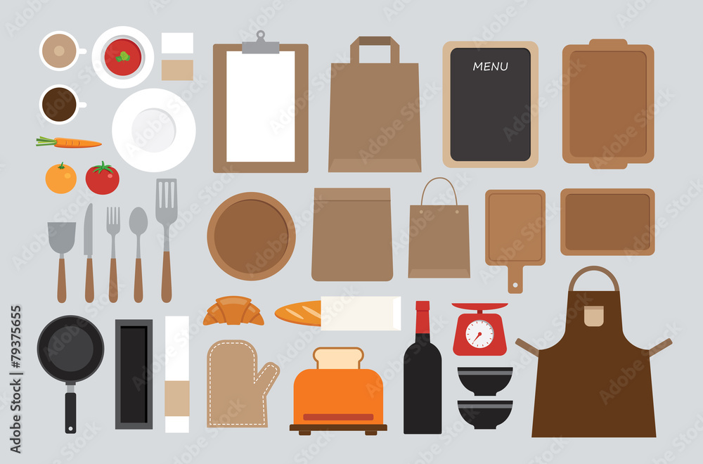set of mock up kitchen tool flat design set of mock up kitchen tool flat design