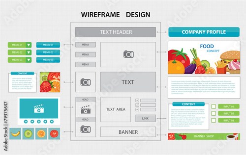 flat website wireframe template