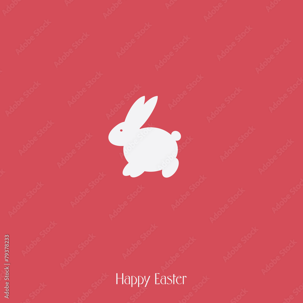 Naklejka premium Happy Easter bunny silhouette on red background. Spring holiday