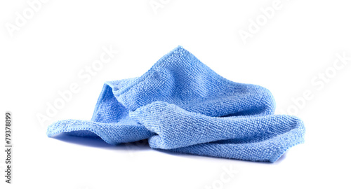 Lump blue towel on a white background