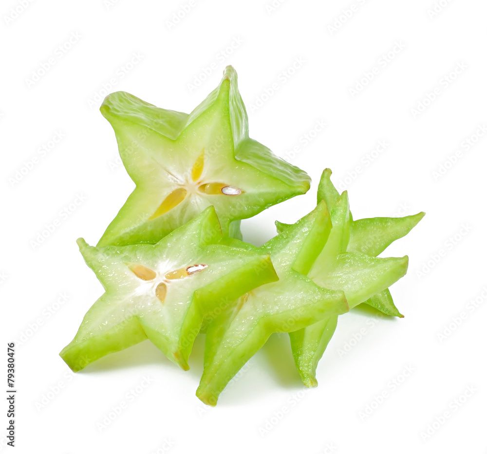 Star fruit or carambola on white background Star fruit or carambola on white background