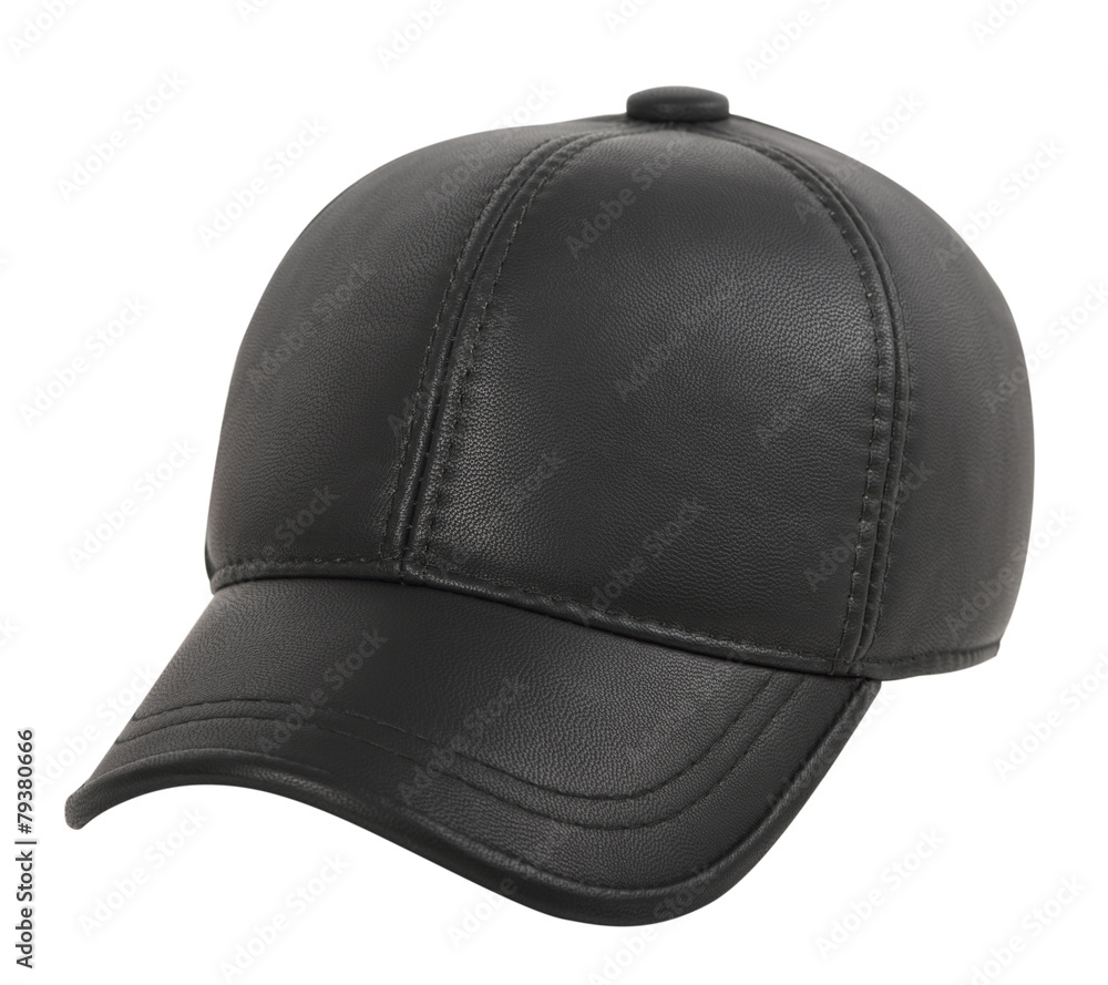Leather cap on a white Leather cap on a white