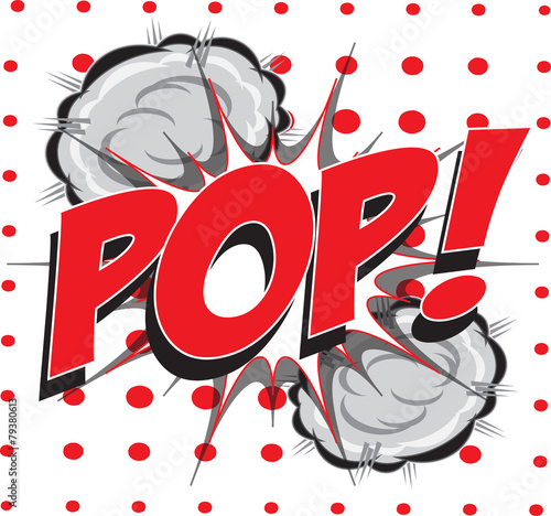 POP! wording in comic speech bubble in pop art style