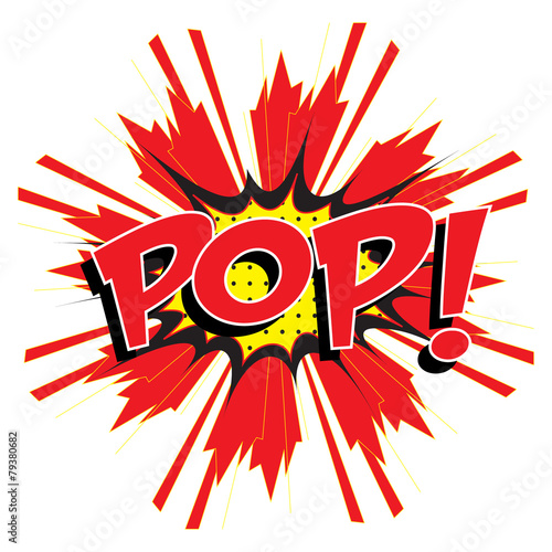 POP! wording in comic speech bubble in pop art style