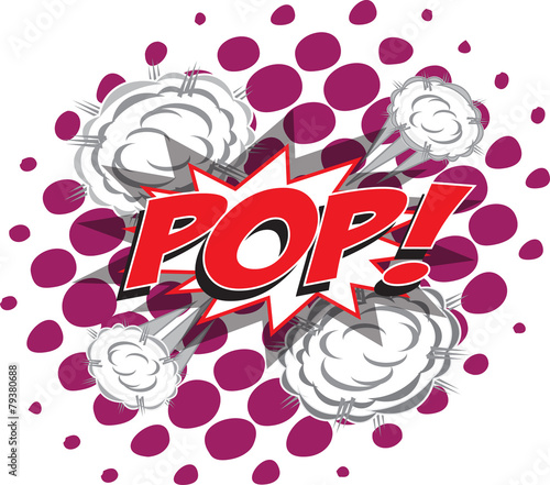 POP! wording in comic speech bubble in pop art style