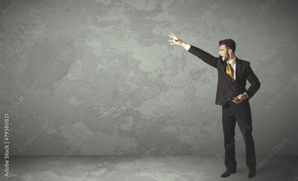 Business person throwing with empty copyspace Business person throwing with empty copyspace