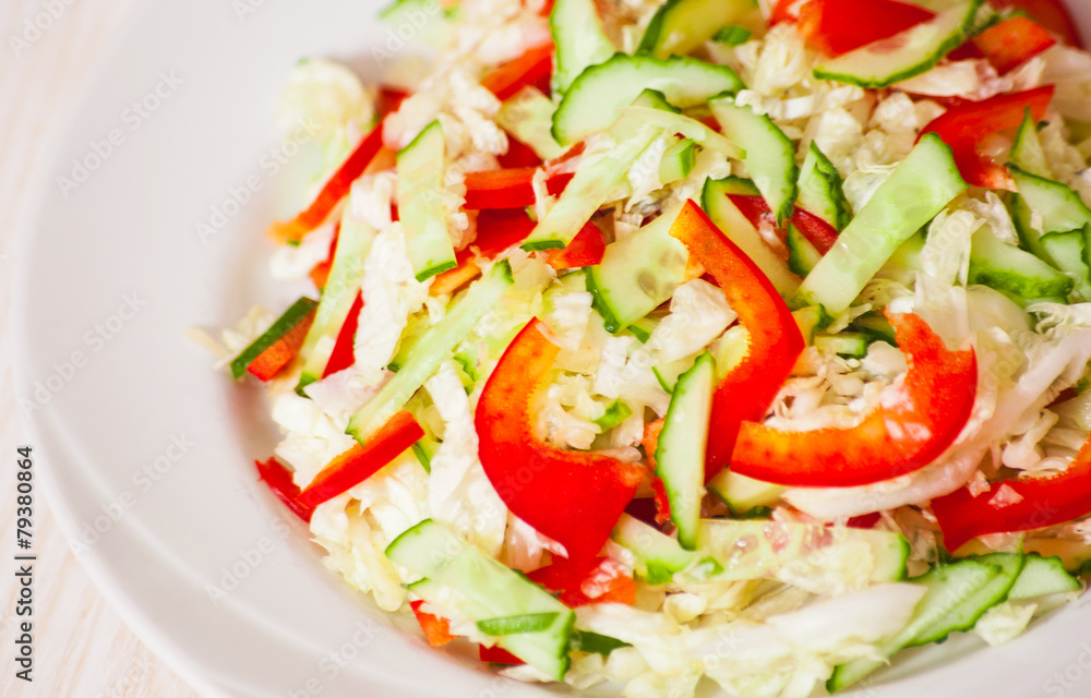 Chinese cabbage salad with red bell pepper and cucumber Chinese cabbage salad with red bell pepper and cucumber