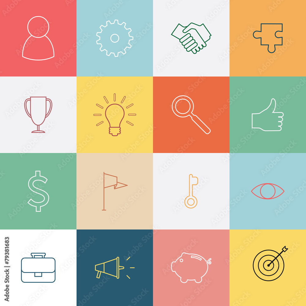 Business thin line icons set