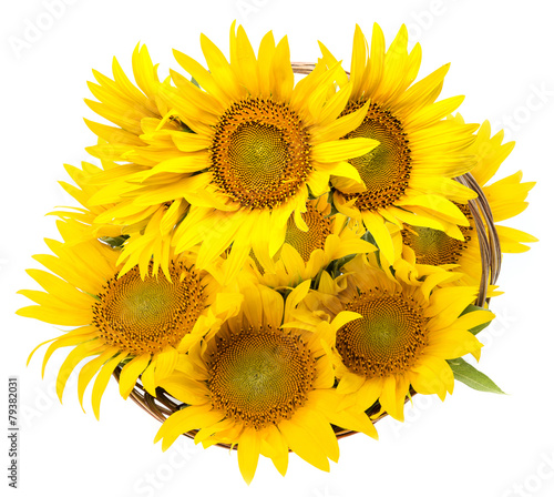 sunflowers in a basket