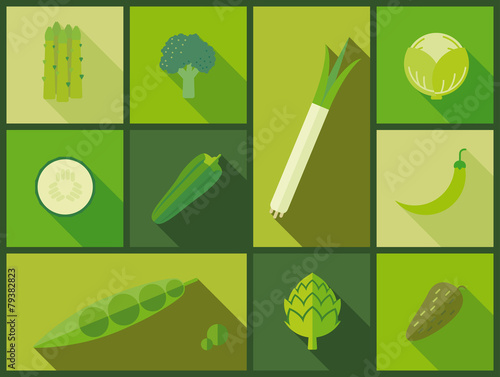 Green vegetable icons vector illustration
