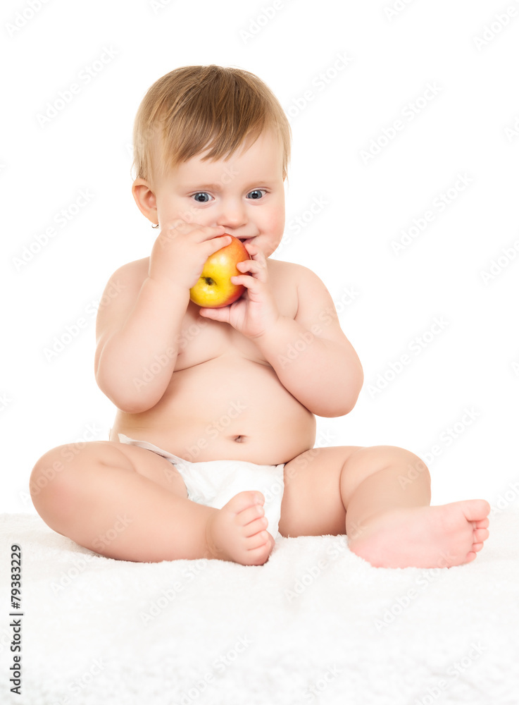 baby with apple