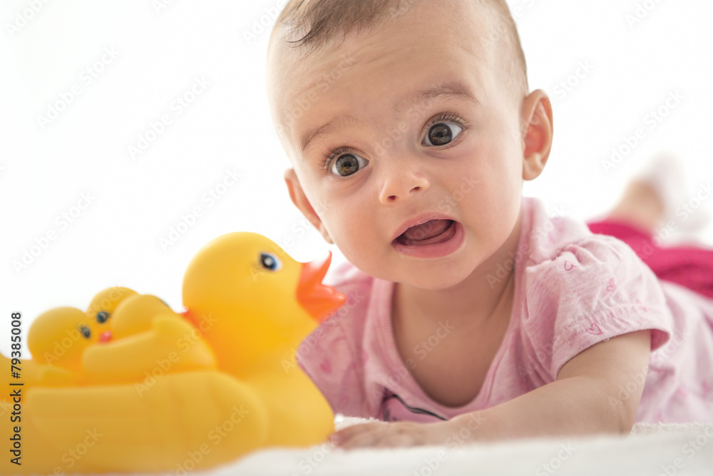 Bright portrait of adorable baby on white Bright portrait of adorable baby on white