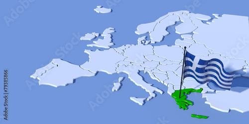 Mappa Europa 3D con bandiera Grecia
