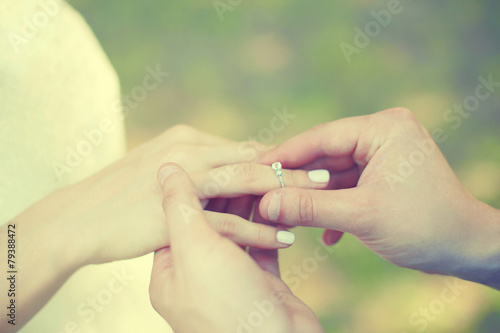 Love  engagement and wedding concept - hands couple and ring
