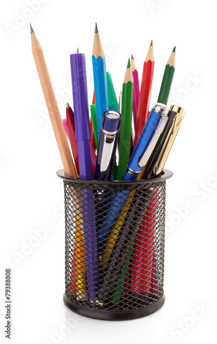 holder basket and pen with pencil