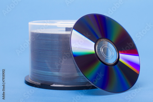 Close view of a bundle of virgin compact discs.