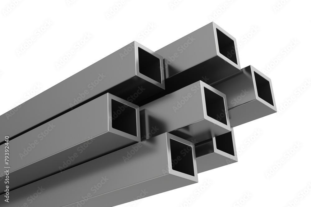 stainless steel profiles on a white background stainless steel profiles on a white background