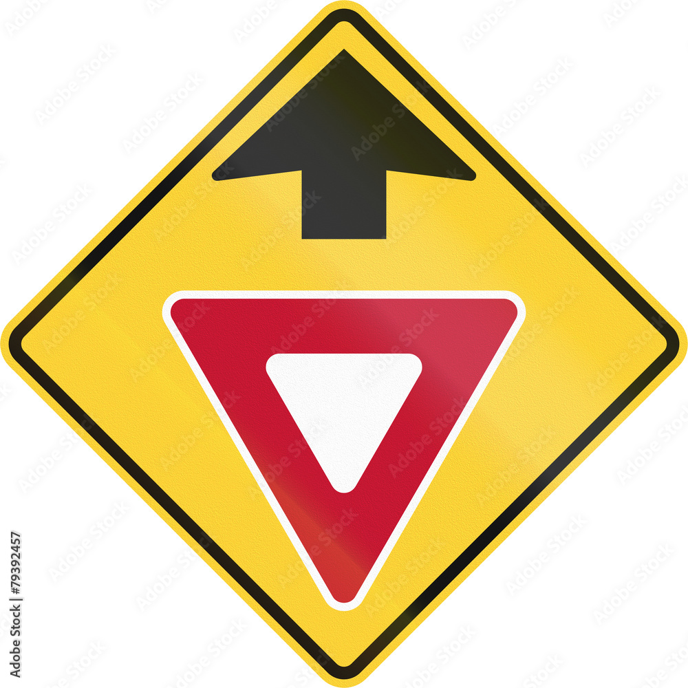 US road warning sign - Yield ahead