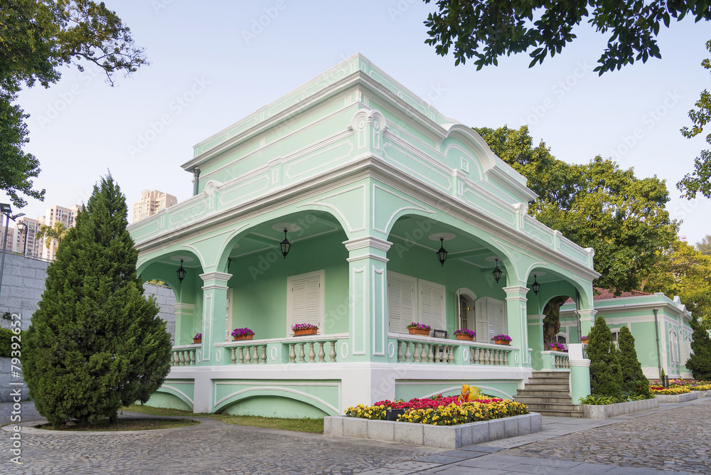 portuguese style colorful house in taipa macau