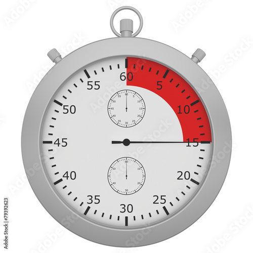 stopwatch with button and red range isolated on white background
