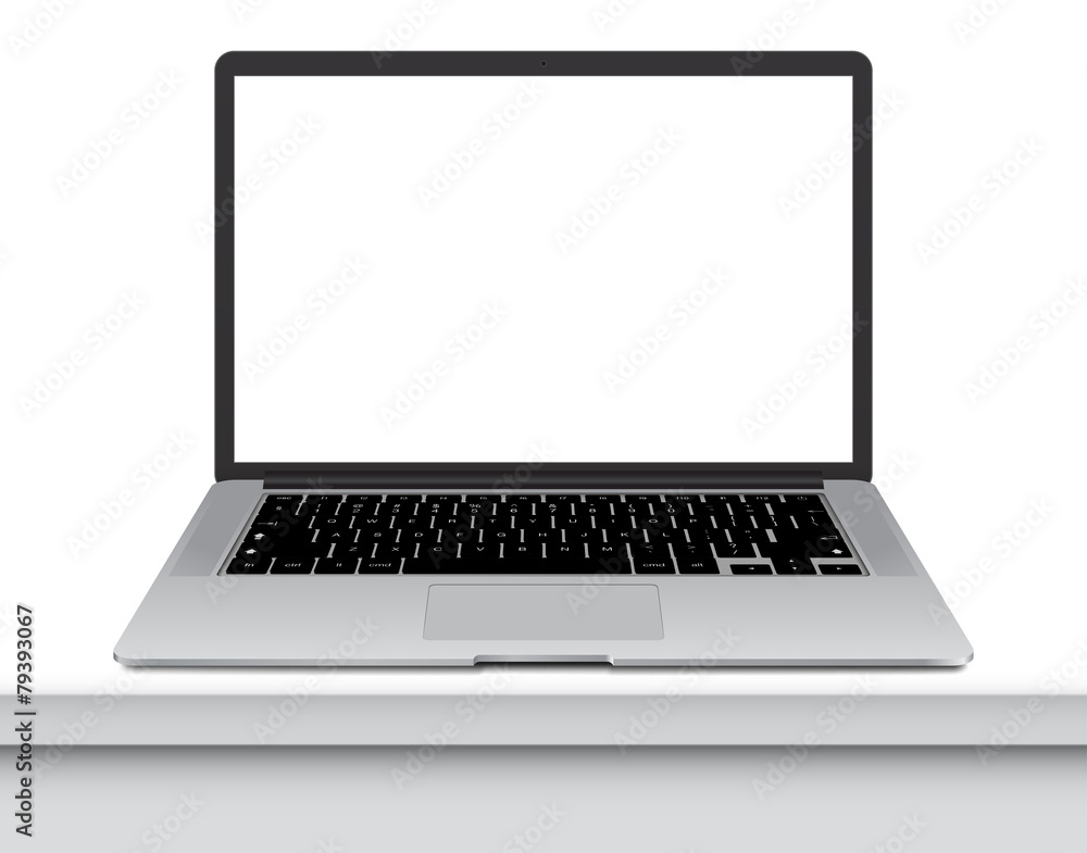 Vector illustration of thin Laptop on office desk Vector illustration of thin Laptop on office desk