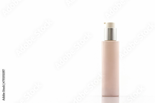 Pink cosmetics bottle, packaging.