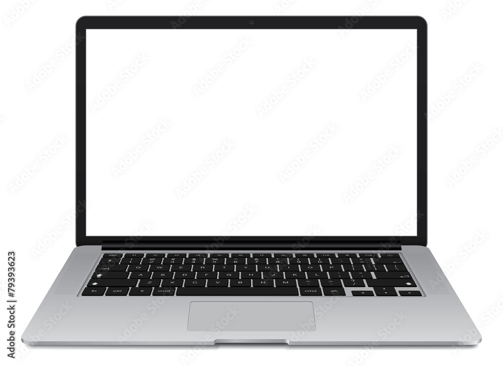 Vector illustration of thin Laptop with blank screen isolated Vector illustration of thin Laptop with blank screen isolated