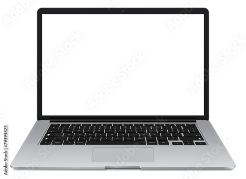 Vector illustration of thin Laptop with blank screen isolated