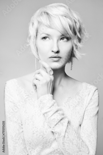 monochromr portrait of Beautiful woman photo