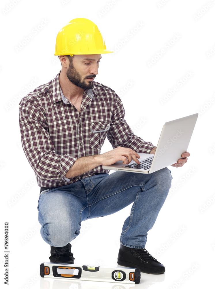 Handyman with laptop Handyman with laptop