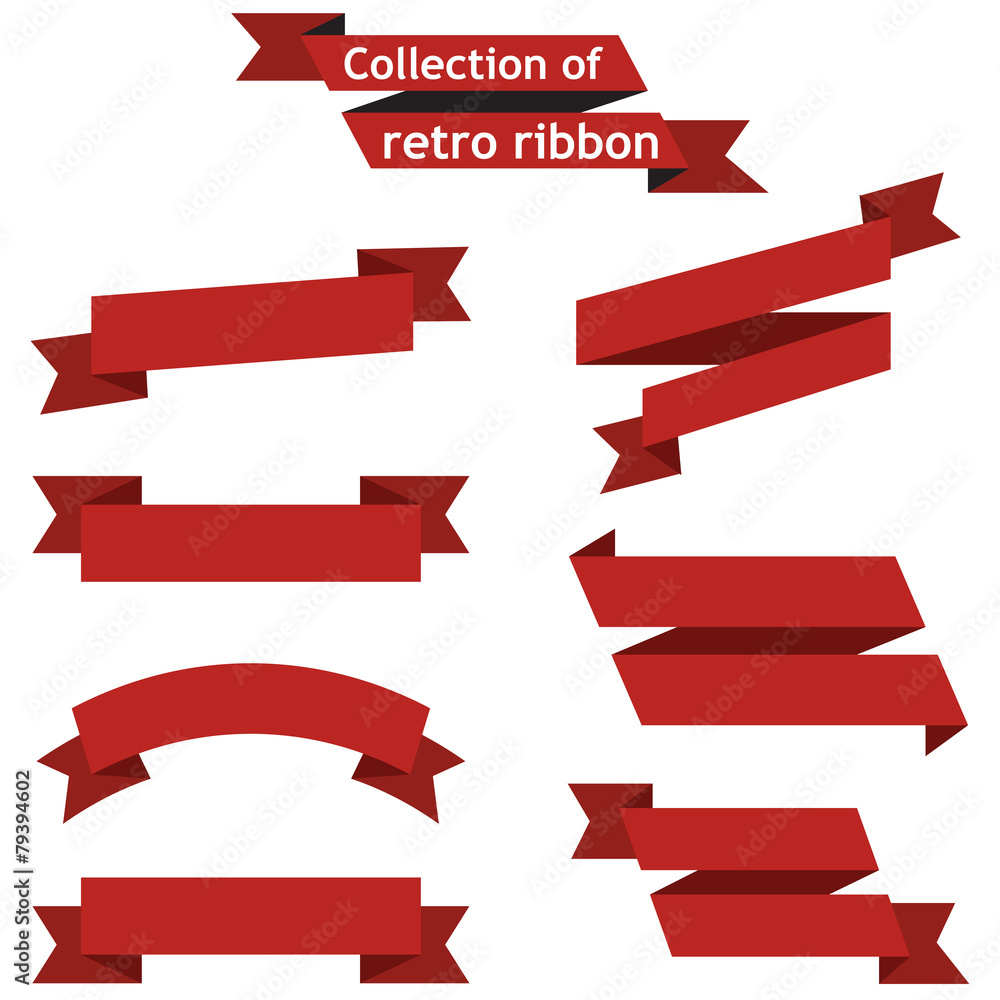 Collection of retro ribbons on white background vector