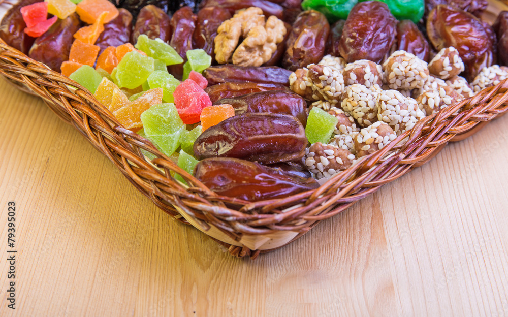 Dried fruits in a basket