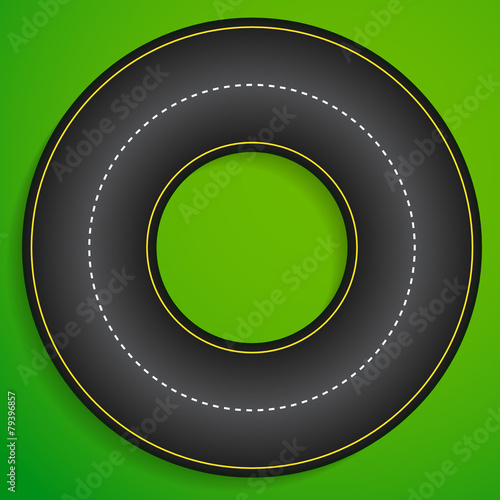 Circular racetrack from above. Karting, racing, track, driving,
